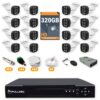 110 Kit 16 Câmeras de Segurança HD 720p + DVR 16 Canais + HD 320GB + Cabo 200m + Caixinhas Fullsec