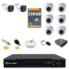 Kit 8 Câmeras de Segurança 2 Bullet + 6 Dome HD 720p + DVR 8 Canais + HD 250GB + Cabo 100m Fullsec