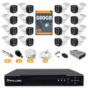 256 Kit 16 Câmeras de Segurança HD 720p + DVR 16 Canais + HD 500GB + Cabo 200m + Caixinhas Fullsec