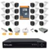 257 Kit 16 Câmeras de Segurança HD 720p + DVR 16 Canais + HD 1TB + Cabo 200m + Caixinhas Fullsec