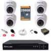 286 Kit 4 Câmeras de Segurança Dome Full HD 1080p + DVR 4 Canais + HD 250GB + Cabo 100m Fullsec