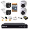 Kit 4 Câmeras de Segurança 2 Bullet + 2 Dome HD 720p + DVR 4 Canais + HD 160GB + Cabo 50m + Caixinhas Fullsec