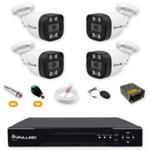 Kit 4 Câmeras de Segurança HD 720p + DVR 4 Canais sem HD + Cabo 50m Fullsec