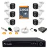 6 Kit 6 Câmeras de Segurança HD 720p + DVR 8 Canais + HD 320GB + Cabo 100m + Caixinhas Fullsec