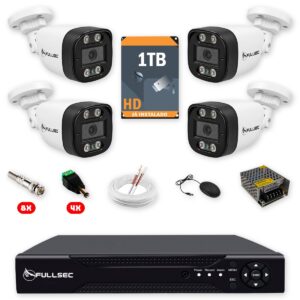 79 Kit 4 Câmeras de Segurança Full HD 1080p + DVR 4 Canais + HD 1TB + Cabo 100m Fullsec