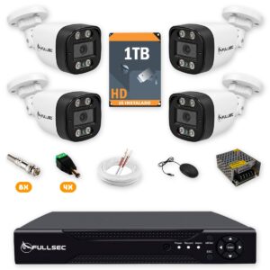 Kit 4 Câmeras de Segurança HD 720p + DVR 4 Canais + HD 1TB + Cabo 100m Fullsec