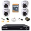 93 Kit 4 Câmeras de Segurança Dome HD 720p + DVR 4 Canais + HD 250GB + Cabo 100m Fullsec