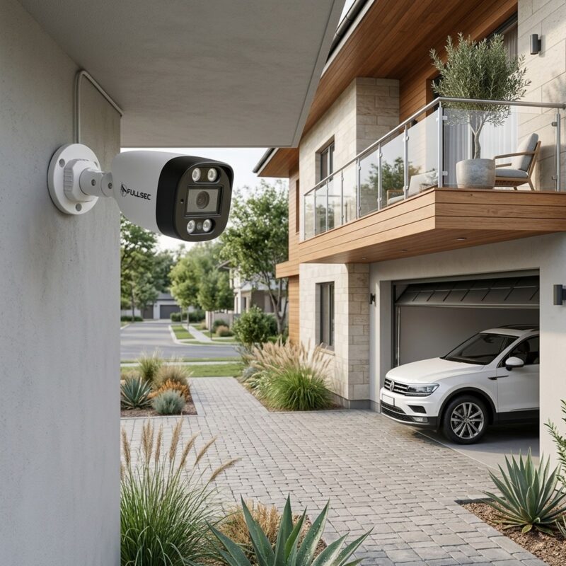 Câmera Bullet AHD 1080p Fullsec FSM-AH23 instalada em garagem